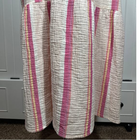 Marine Layer Sage Double Cloth Pink Stripe Maxi Dress Size M Beach Coastal Boho - Picture 4 of 13